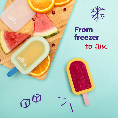 4 Ice Lolly Moulds with Sticks - Orange/Green