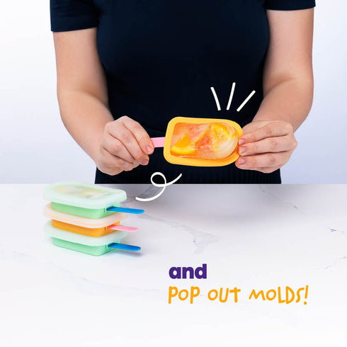 4 Ice Lolly Moulds with Sticks - Orange/Green