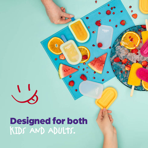 4 Ice Lolly Moulds with Sticks - Orange/Green