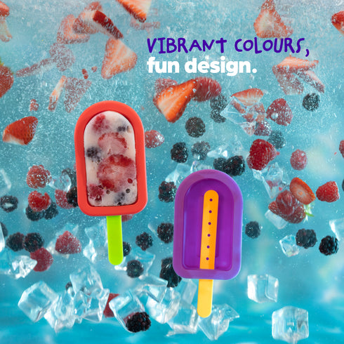 4 Ice Lolly Moulds with Sticks - Red/Purple