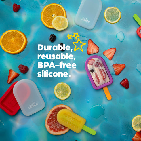 4 Ice Lolly Moulds with Sticks - Red/Purple