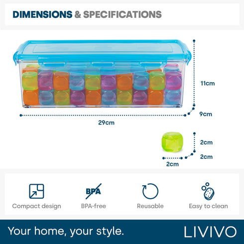 LIVIVO Reusable Ice Cubes 60pcs with Storage Box - No Dilution BPA Free