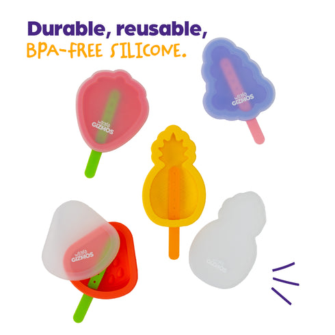 Wicked Gizmos 4 Fruit-Shaped Ice Lolly Moulds - BPA Free Summer Treats
