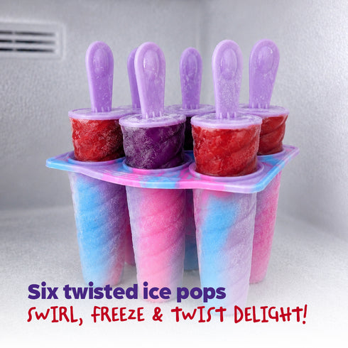 Wicked Gizmos 6 Twister-Shape Ice Lolly Mould - BPA Free Spiral Summer Treats - Cosmic Pink