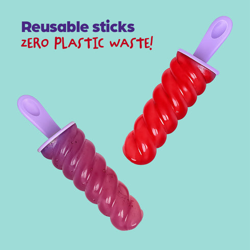 Wicked Gizmos 6 Twister-Shape Ice Lolly Mould - BPA Free Spiral Summer Treats - Cosmic Pink