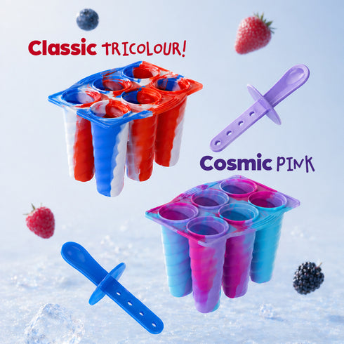 Wicked Gizmos 6 Twister-Shape Ice Lolly Mould - BPA Free Spiral Summer Treats - Cosmic Pink