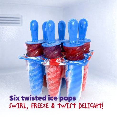 Wicked Gizmos 6 Twister-Shape Ice Lolly Mould - BPA Free Spiral Summer Treats - Tricolour