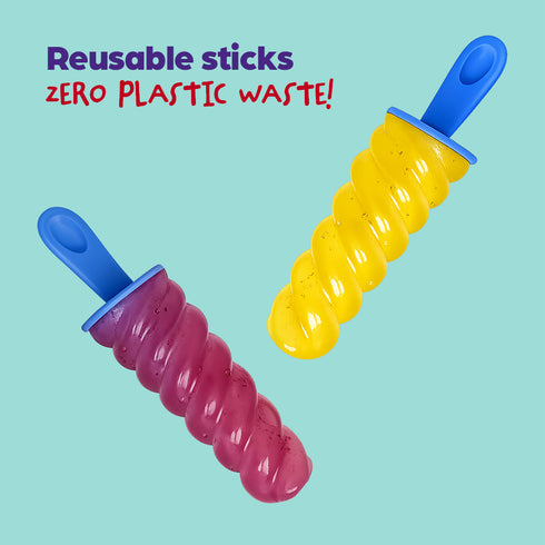 Wicked Gizmos 6 Twister-Shape Ice Lolly Mould - BPA Free Spiral Summer Treats - Tricolour