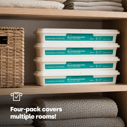 Slim Line Disposable Moisture Absorber 4-Pack - Calcium Chloride Dehumidifier