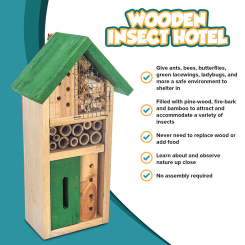 Small Wooden Bug & Bee Hotel - Green