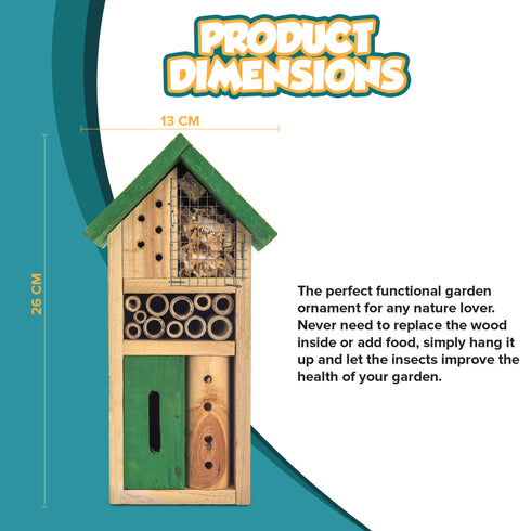 Small Wooden Bug & Bee Hotel - Green