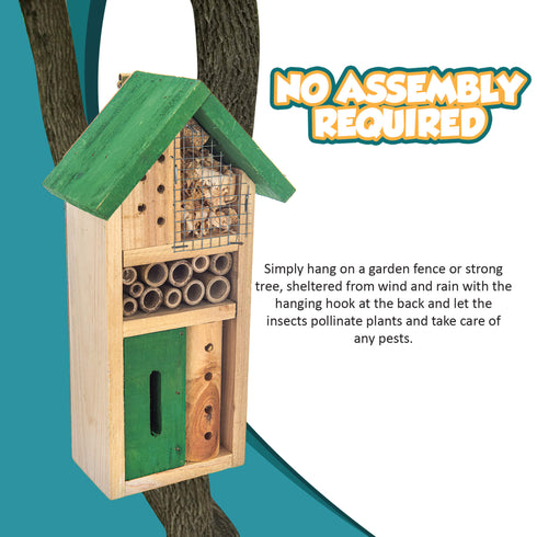 Small Wooden Bug & Bee Hotel - Green