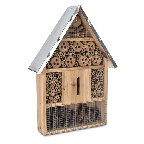Large Wooden Bug & Bee Hotel - Metal roof