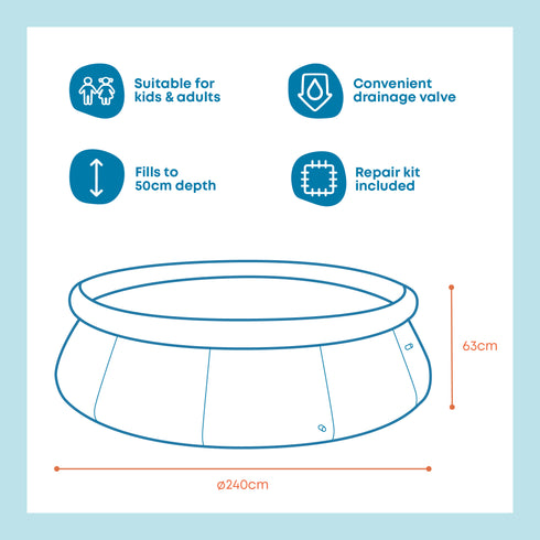 AquaRing Inflatable Pool - 8ft