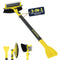 Hillington 3-in-1 Extendable Ice Scraper Snow Brush 93-128cm - Rotating Head - Dark Grey, Yellow