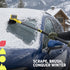Hillington 3-in-1 Extendable Ice Scraper Snow Brush 93-128cm - Rotating Head - Dark Grey, Yellow