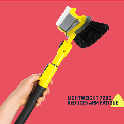 Hillington 3-in-1 Extendable Ice Scraper Snow Brush 93-128cm - Rotating Head - Dark Grey, Yellow