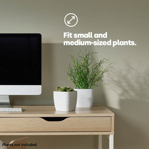 12cm Plastic Plant Pot White Sandstone