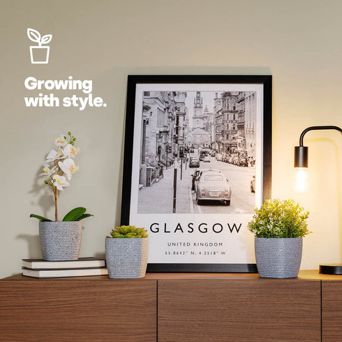 12cm Plant Pots Sandstone Grey - Set of 3