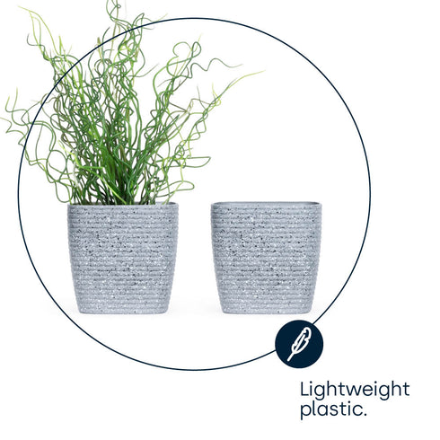 12cm Plant Pots Sandstone Grey - Set of 3