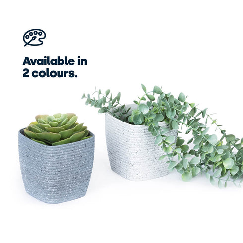 12cm Plant Pots Sandstone Grey - Set of 3