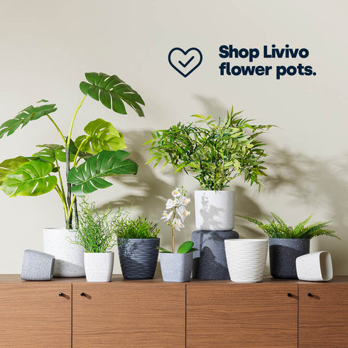 Plastic Plant Pot with Wave Design 18cm White  - Set of 2