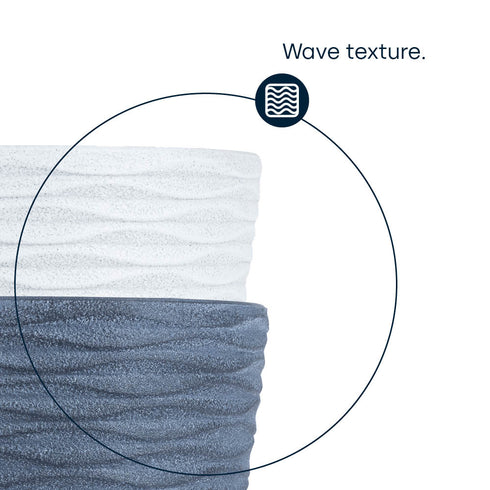 18cm Wave Grey & White Plant Pots - Set of 2