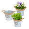 Round Zinc Plant Pot 16cm with Hessian Handle - Set of 3