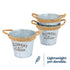 Round Zinc Plant Pot 16cm with Hessian Handle - Set of 3