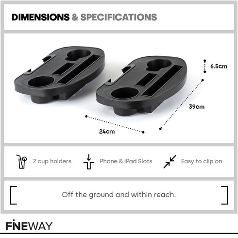 Clip-On Side Table Tray for Sun Lounger – 2 Pack