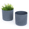 18cm Round Sandstone Plastic Plant Pot Grey - Set of 2
