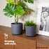 18cm Round Sandstone Plastic Plant Pot Grey - Set of 2