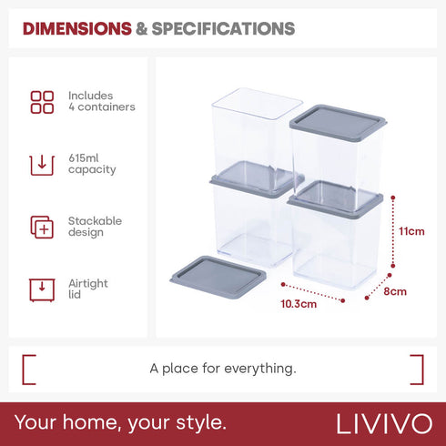 Airtight Pantry Medium Containers - Set of 4