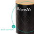 Matt Bread Bin & Canister Set - Black/Bamboo
