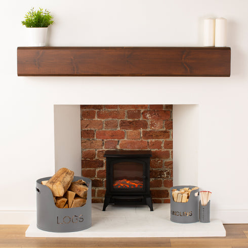 3 Piece Fireplace Log Bucket Set Grey