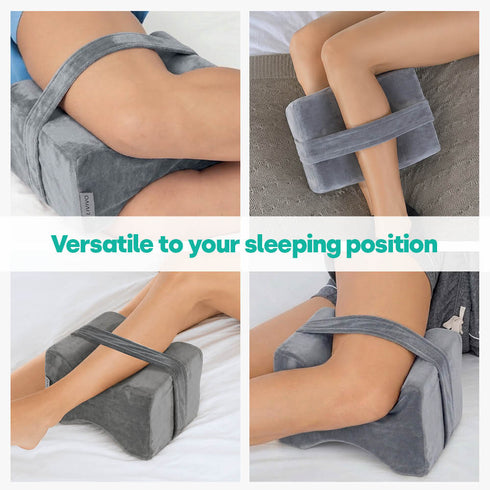 Livivo Leg Pillow with Adjustable Strap - Premium Velvet Support Pillow - Grey