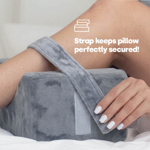Livivo Leg Pillow with Adjustable Strap - Premium Velvet Support Pillow - Grey