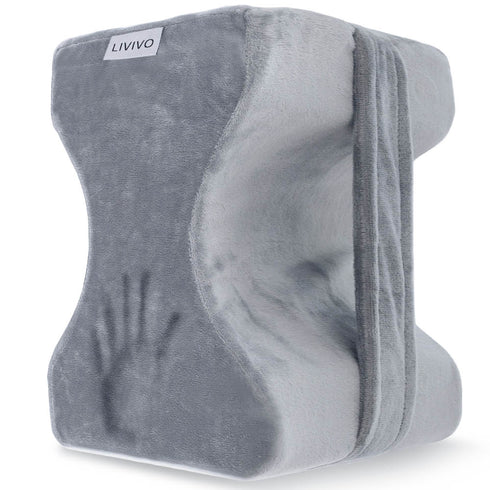 Livivo Leg Pillow with Adjustable Strap - Premium Velvet Support Pillow - Grey