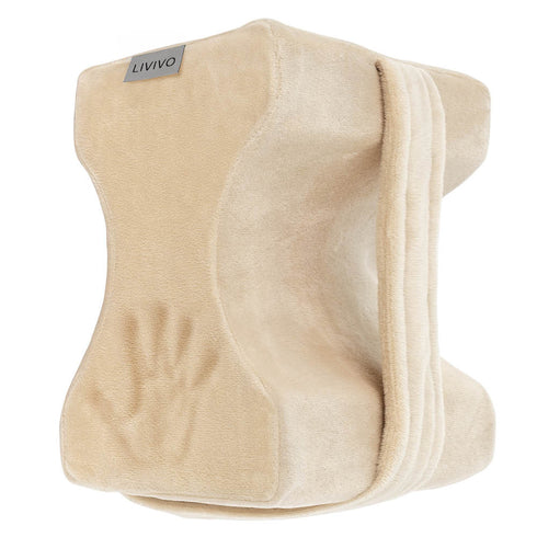 Livivo Leg Pillow with Adjustable Strap - Premium Velvet Support Pillow - Beige