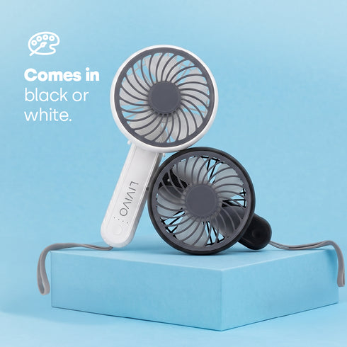 LIVIVO Handheld Mini Fan - 3 Speed Settings Rechargeable Type-C USB White