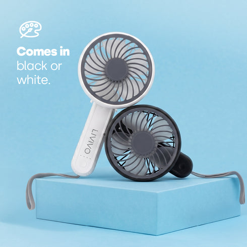 LIVIVO Handheld Mini Fan - 3 Speed Settings Rechargeable Type-C USB Black