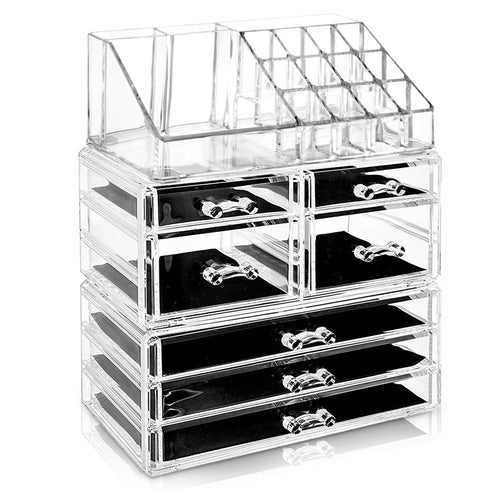 Cosmetic Organiser with 7 Storage Trays - Clear