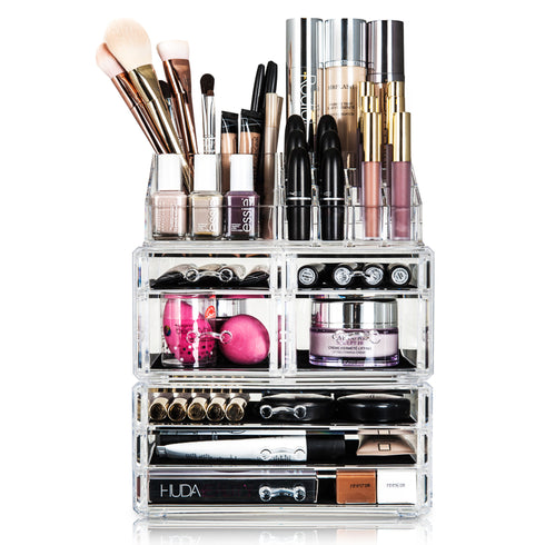 Cosmetic Organiser with 7 Storage Trays - Clear
