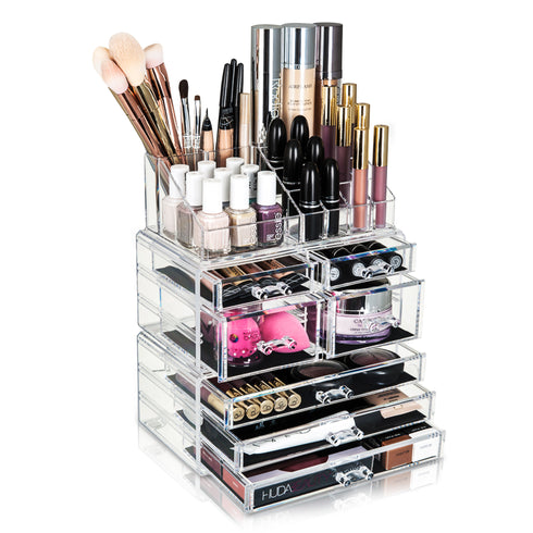 Cosmetic Organiser with 7 Storage Trays - Clear