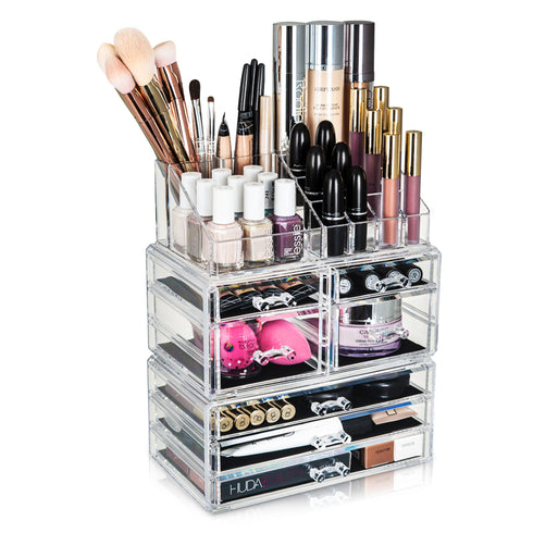 Cosmetic Organiser with 7 Storage Trays - Clear