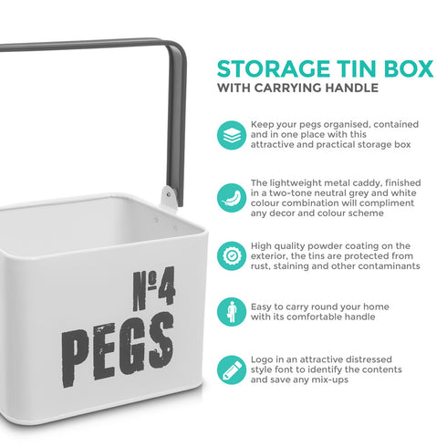 Laundry Peg Metal Caddy