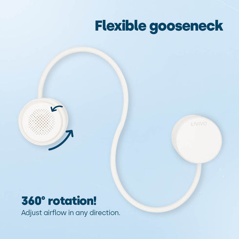 Livivo Retractable Neck Fan - Hands-Free Portable Cooling with 3 Speeds - White