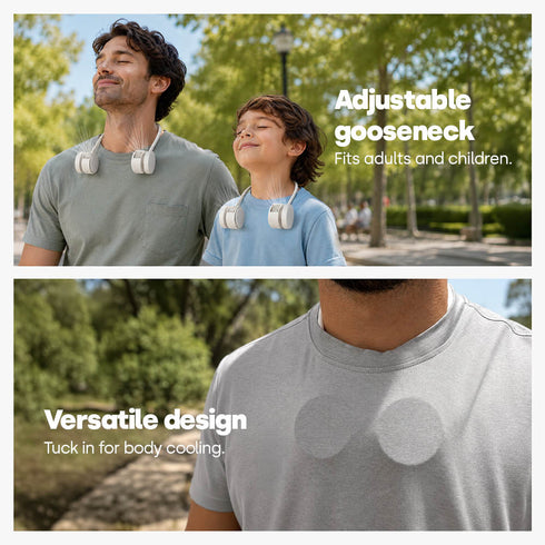 Livivo Retractable Neck Fan - Hands-Free Portable Cooling with 3 Speeds - White