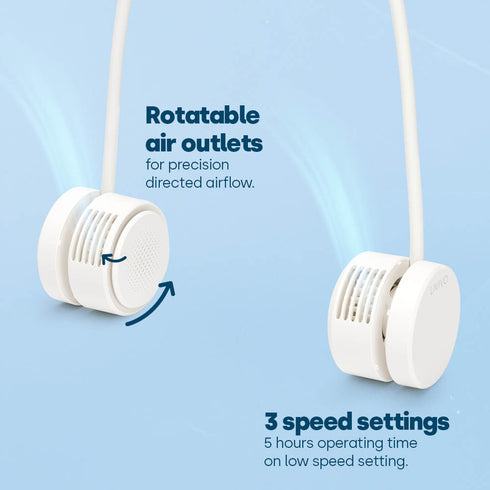 Livivo Retractable Neck Fan - Hands-Free Portable Cooling with 3 Speeds - White