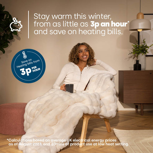 Luxury Electric Heated Throw - Cream